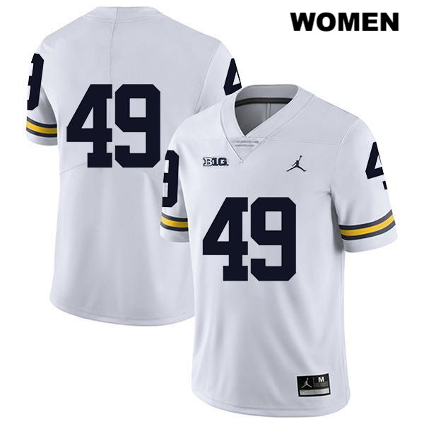 Women's NCAA Michigan Wolverines Lucas Andrighetto #49 No Name White Jordan Brand Authentic Stitched Legend Football College Jersey KX25C78DE